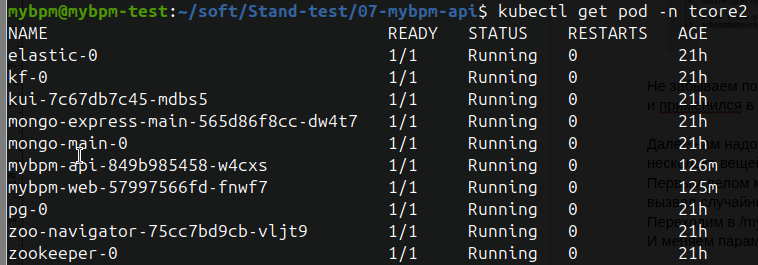 Вывод команды